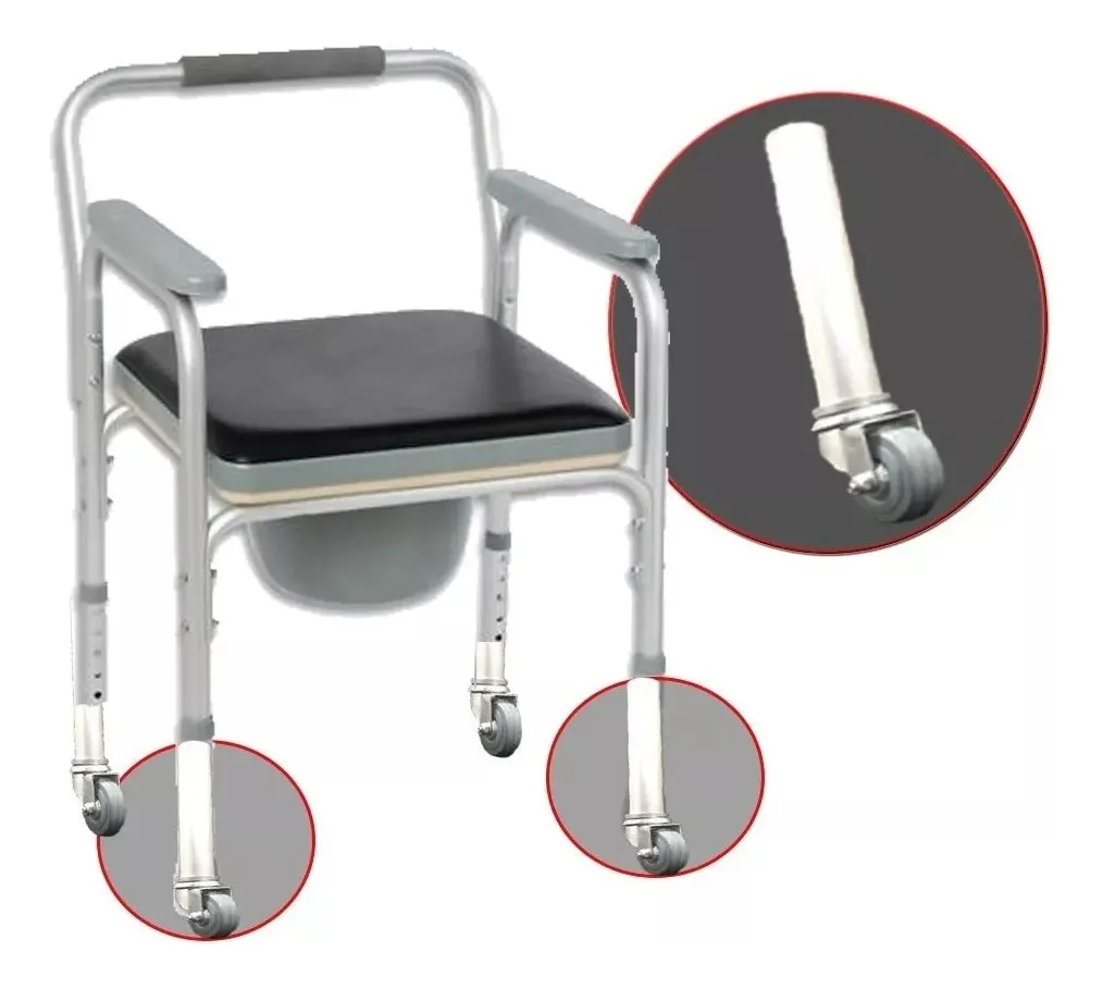 Inodoro portatil con patas, respaldo y ruesdas Silfab