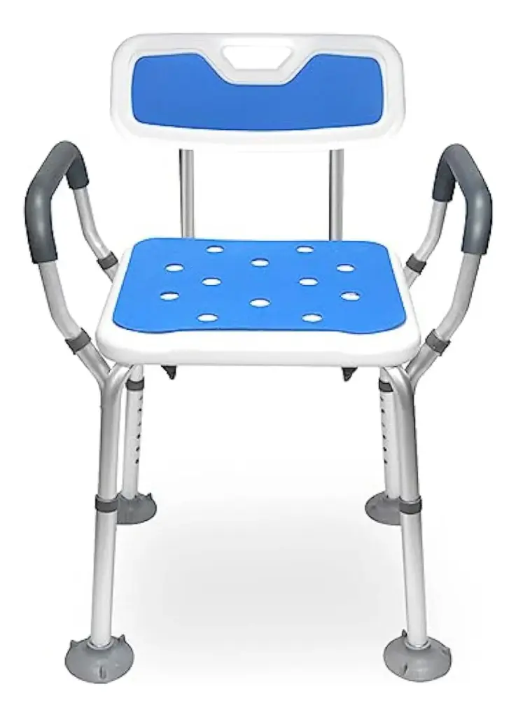 Silla de ducha con respaldo y apoyabrazo ALUMINIO Trinidad Insumos