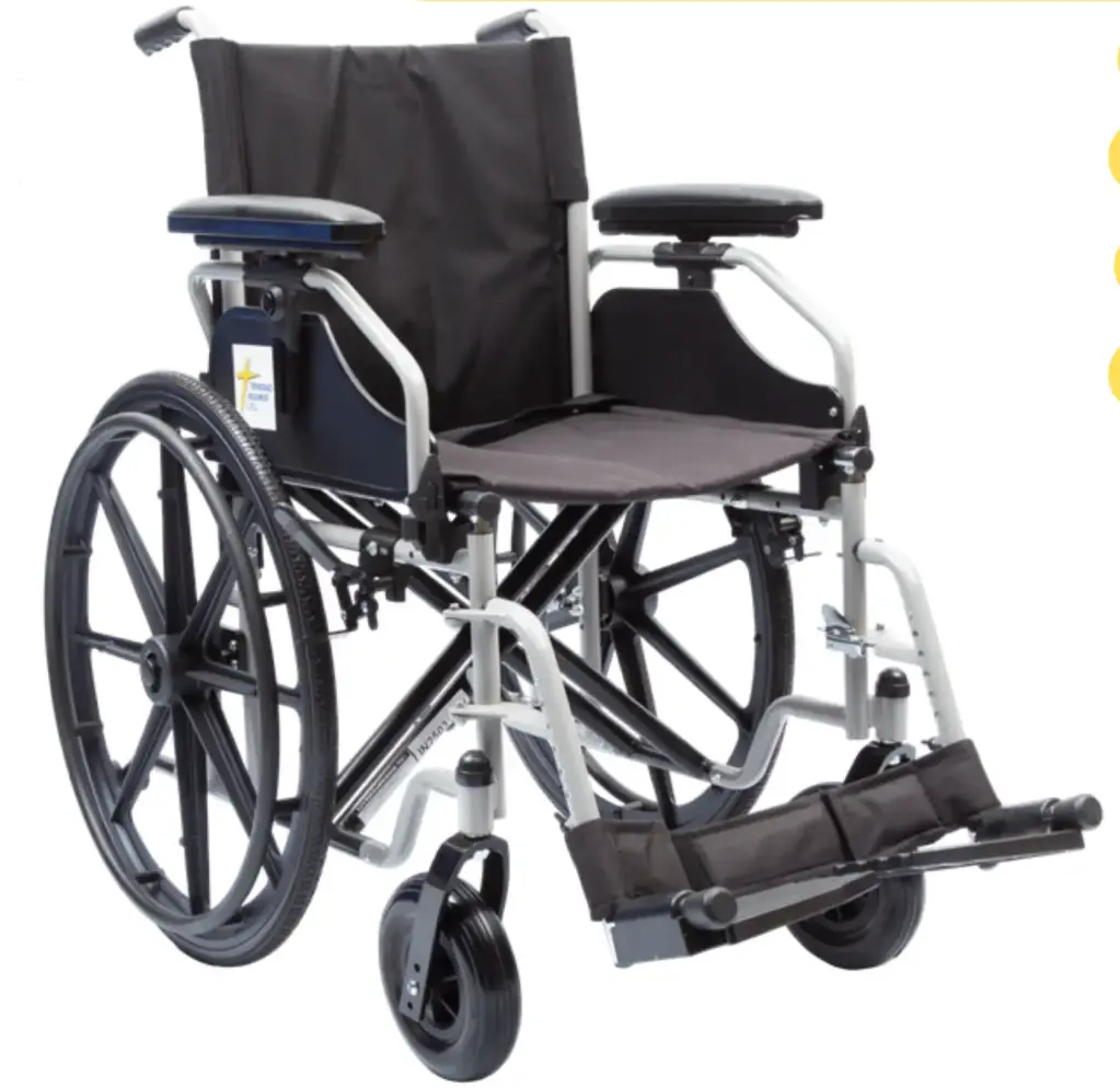 SILLA DE RUEDAS DESMONTABLE DOBLE CRUCETA DE LUJO REFORZADA 18  - BI AMPUTADO 46 cm (cod 893)